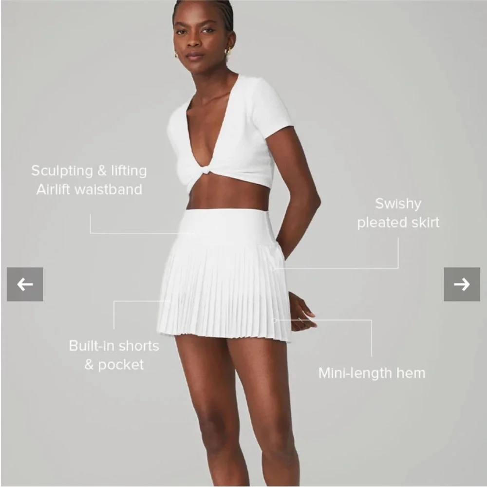 ALO Yoga Grand Slam Tennis Skirt - White